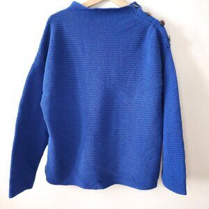 Addition Elle Blue Ribbed Button Shoulder Sweater - 1X